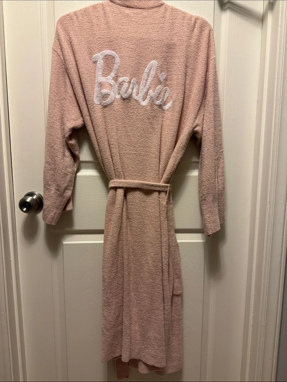 Barbie Pink Terry Cloth Robe with White Logo - Picture 3 of 7